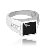 0893 MINET Pánský pečetní stříbrný prsten s černým zirkonem Velikost obvod (mm): 62