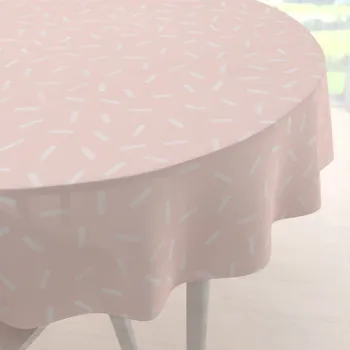 ubrus Dekorační kulatý ubrus PM-062 Konfety na pastelově lososovém Ø 100 cm