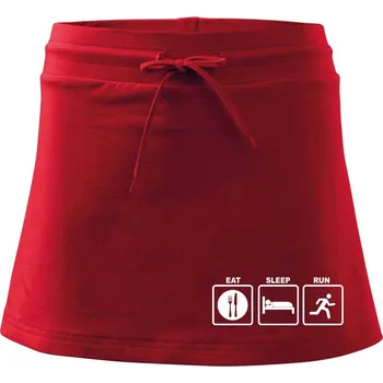 Dámská sukně Eat sleep run čtverce - Sportovní sukně - two in one - XL ( Červená )