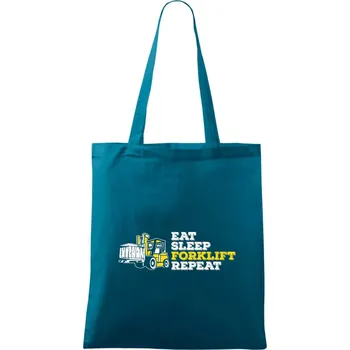 Nákupní taška Eat Sleep Forklift Repeat - Taška bavlněná - 42 x 38 cm ( Petrolejová )
