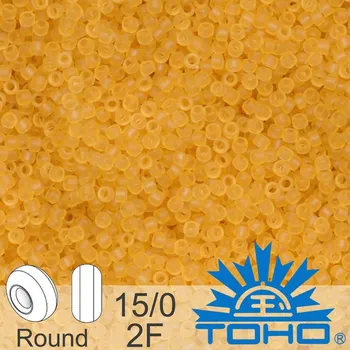 Korálek Korálky TOHO tvar ROUND (kulaté). Velikost 15/0. Barva č. 2F-Transparent-Frosted Lt. Topaz. Balení 5g.