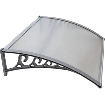 Stříška nad vchodové dveře Plastline Stříška 100x80 nad dveře šedá s průsvitným polykarbonátem