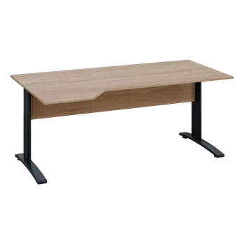 Psací stůl EZK 18 - 184 stůl kancelářský, rohový, levý, kovová podnož černá, deska 18 mm, široký 1800 mm, dub bardolino