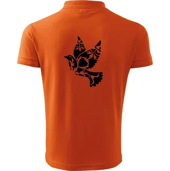Pánská košile Ptáček vzorovaný - Polokošile pánská Pique Polo 203 - 3XL ( Oranžová )