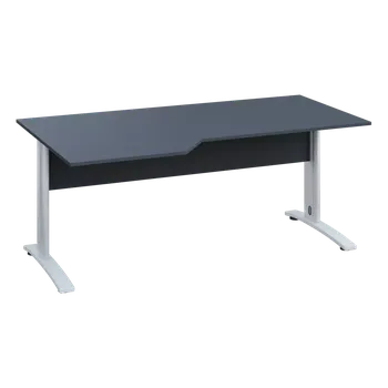 Psací stůl EZK 28 - 186 stůl kancelářský, rohový, levý, kovová podnož bílá, deska 25 mm, široký 1800 mm, antracit