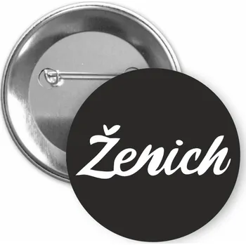 ON-DESIGN Placka s motivem Ženich Barva: černá, Barva potisku: bílá, Typ buttonu: špendlík