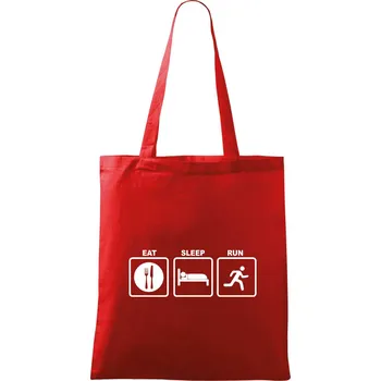 Nákupní taška Eat sleep run čtverce - Taška bavlněná - 42 x 38 cm ( Červená )