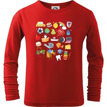 Chlapecké tričko Obrázková abeceda - Triko dětské Long Sleeve - 122 cm/6 let ( Červená )