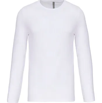 KARIBAN Pánské slim triko s dlouhým rukávem K3016 Barva: Bílá, Velikost: XXL