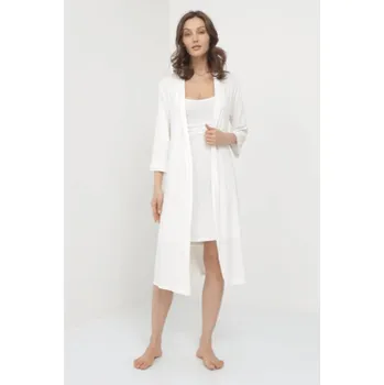 Soft Cotton Luisa Moretti Dámská bambusová košilka ERICA s županem S Krémová Luisa Moretti Dámská bambusová košilka ERICA s županem S Krémová - 8680404141053