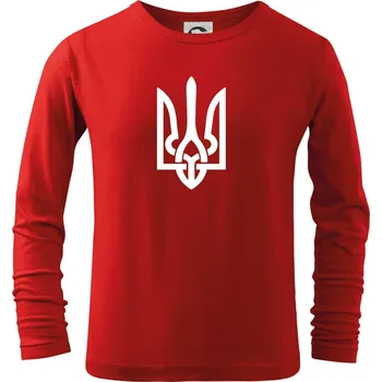 Chlapecké tričko Ukrajina trojzubec velký - Triko dětské Long Sleeve - 104-110cm / 3-4 roky ( Červená )