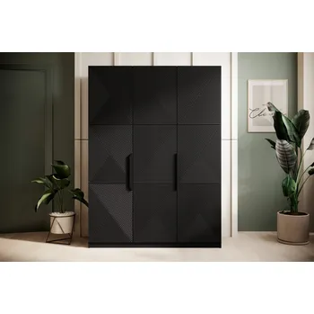 Šatní skříň BOGART. Šatní skříň Asha 150, černý mat / černé úchyty