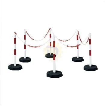 Plotový sloupek Bílo-červený ocelový gumový sloupek (sada) - výška 100 cm