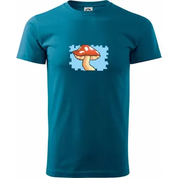 Pánské tričko Gamer - stará hra - houba - Klasické pánské triko vyšší gramáže - L ( Petrolejová )