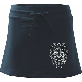 Dámská sukně Geometrie - lev tvář - Sportovní sukně - two in one - XS ( Námořní modrá (velmi tmavá - téměř černá) )