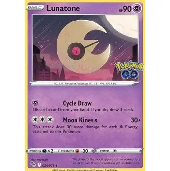 Karetní hra PGO 034/078 Lunatone - Pokémon GO Stav: Near Mint, Verze: REVERSE HOLO