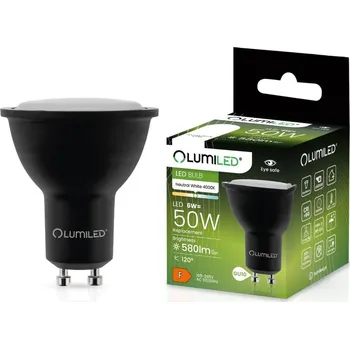 Žárovka LED žárovka LED GU10 6W = 60W 580lm 4000K Neutrální 120° černá LUMILED