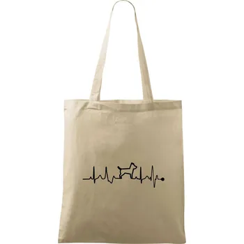 Nákupní taška Ekg psí obrys - Taška bavlněná - 42 x 38 cm ( Naturální )
