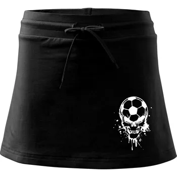 Dámská sukně Fotbal lebka splash - Sportovní sukně - two in one - S ( Černá )