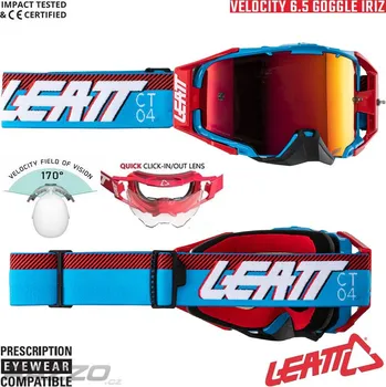 Motocyklové brýle MX brýle LEATT Velocity 6.5 IRIZ Cyan 2024