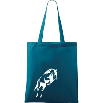 Kůň na zadních - Taška bavlněná - 42 x 38 cm ( Petrolejová )