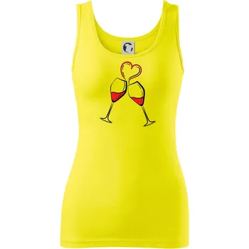 Dámské tričko Víno je láska jednoduchý nákres - Dámské tílko - 2XL ( Citrónová )