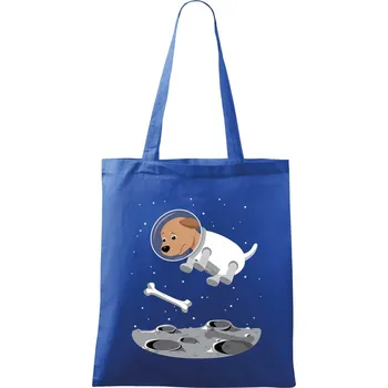 Nákupní taška Pes ve vesmíru (Hana-creative) - Taška bavlněná - 42 x 38 cm ( Královská modrá )