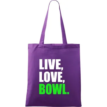Live, Love, Bowl - Taška bavlněná - 42 x 38 cm ( Fialová )