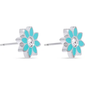 Náušnice biju Náušnice z chirurgické oceli s modrou květinou 1003131