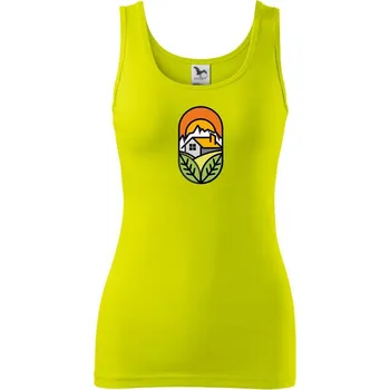 Dámské tričko Chalupa při západu slunce - Dámské tílko - XL ( Limetková )