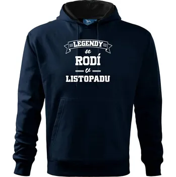 Pánská mikina Legendy se rodí v listopadu - Mikina pánská Cape s kapucí - 4XL ( Námořní modrá (téměř černá) )
