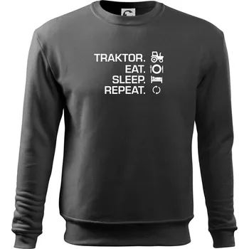Traktor eat sleep repeat - Mikina Essential dětská - 158 cm/12 let ( Tmavá břidlice (šedá se zeleným nádechem) )