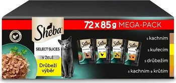 Krmivo pro kočku Sheba Select Slices Adult drůbeží výběr ve šťávě Duck/Chicken/Poultry/Duck with Turkey 72x 85 g