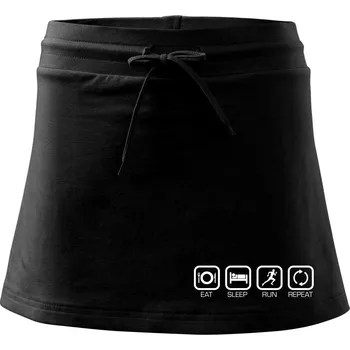 Dámská sukně Eat sleep run repeat v řadě - Sportovní sukně - two in one - M ( Černá )