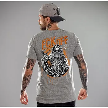 Pánské tričko tričko hardcore pánské - GREY FCK OFF - HYRAW - SU24-M12
