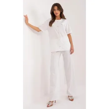 Dámský komplet s halenkou a kalhotami bílý