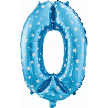 Foliový balónek "Číslo 0", modrý s hvězdičkami, 61 cm KK