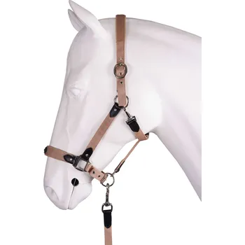Horka Sada ohlávky a vodítka pro koně More Equestrian Barva: Béžová, Velikost: Cob