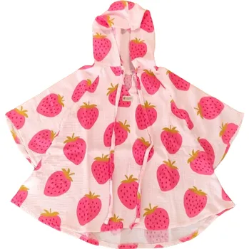 Mušelínové plážové pončo s kapucí Monkey Mum® - Jahoda 3 - 6