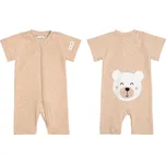 Moniel Dětský overal s krátkým rukávem Medvěd Dots béžová Velikost: 92/98 cm