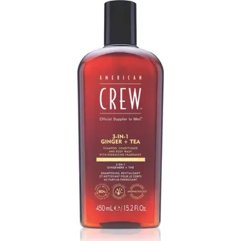 Šampon American Crew 3 in 1 Ginger + Tea 3 v 1 šampon, kondicionér a sprchový gel pro muže 450 ml