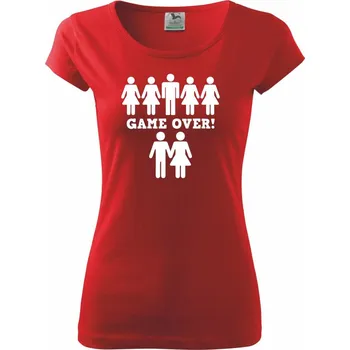 Dámské tričko Game over svatba - Dámské triko Pure - M ( Červená )