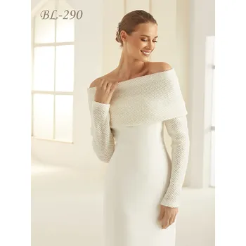 Dámský kožich Pletený svatební kabátek s dlouhými rukávy - ivory: BL-290 Vybraná velikost: XXL