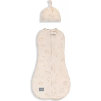 Zavinovačka Sleepee Zavinovačka First Step Swaddle s čepičkou zdarma Vintage Animals Cream