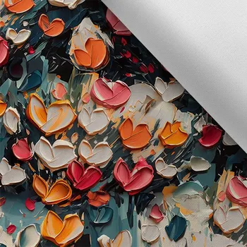 Látka s potiskem nepromokavý polyester TD/NS malovaná srdce