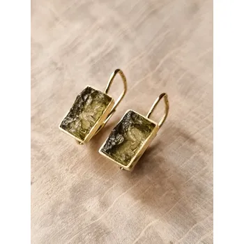 Náušnice Zlaté náušnice s vltavíny 2,380 g