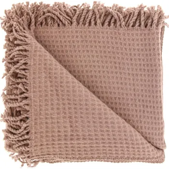 Přehoz na lůžko Hřejivý pléd s třásněmi Selien starorůžový růžová 150x200