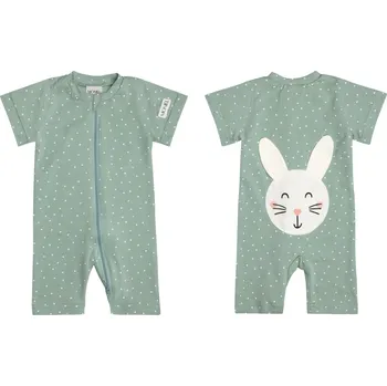 Kojenecký overall Moniel Dětský overal s krátkým rukávem Králík Dots mintová Velikost: 62/68 cm