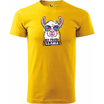 Pánské tričko ON-DESIGN Tričko s NO PROB-LLAMA Velikost: 2XL, Barva: žlutá