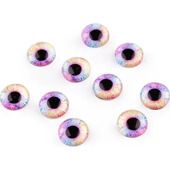 Galanterie Skleněné oči k nalepení Ø10 a 12 mm, barva 7 (12 mm) fialová sv.